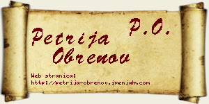 Petrija Obrenov vizit kartica
